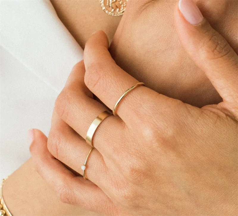 14K Gold Filled Tiny Opal Ring – Minimalist Boho Jewelry