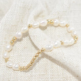14K Gold-Filled Elastic Pearl Bracelet – Handmade & Hypoallergenic