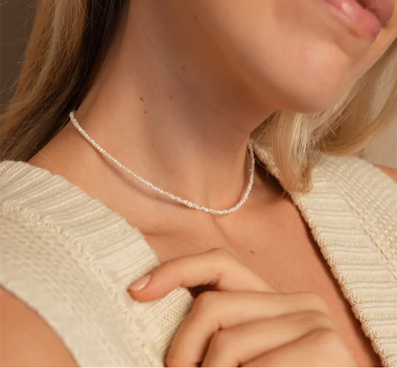 14K Gold Filled Tiny Pearl Pendant Necklace Jewelry for Women