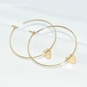 14K Gold Filled Heart-Shaped Hoop Earrings