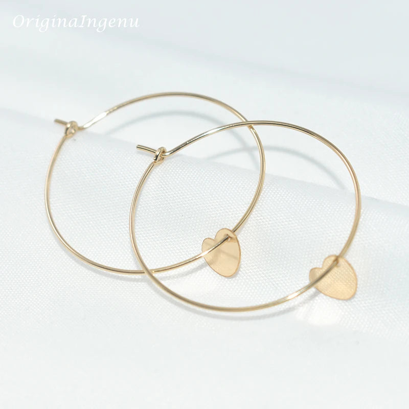 14K Gold Filled Heart-Shaped Hoop Earrings