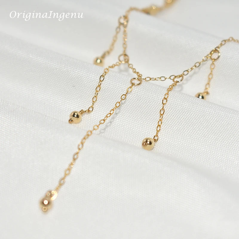 14K Gold Filled Beaded Choker Necklace Handmade Minimalist Boho Jewelry for Women