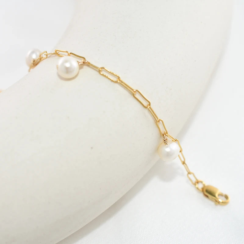Vintage Baroque Pearl Bracelet – 14K Gold-Filled Handmade Boho Jewelry