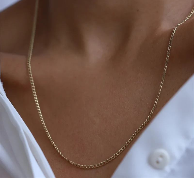 14K Gold Filled Curb Chain Necklace Tarnish Resistant & Minimalist