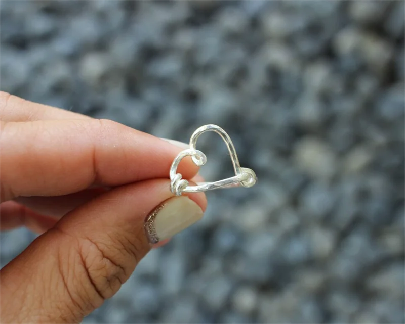 925 Silver Handmade Heart Ring – Elegant Knuckle Jewelry for Women