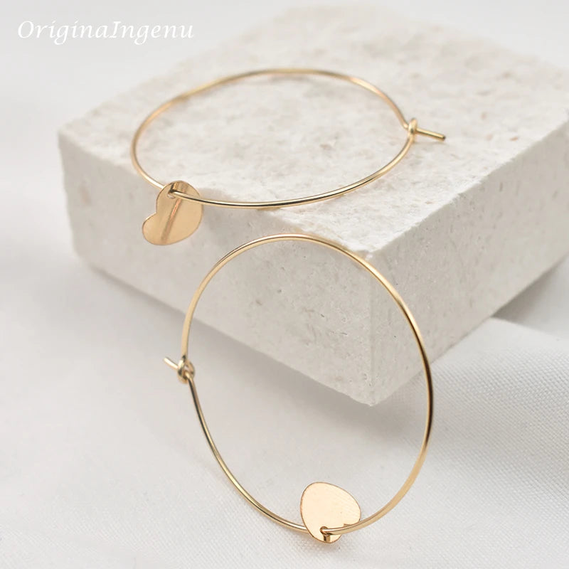 14K Gold Filled Heart-Shaped Hoop Earrings