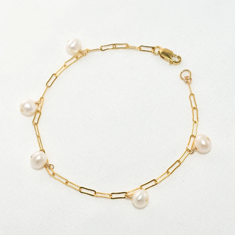 Vintage Baroque Pearl Bracelet – 14K Gold-Filled Handmade Boho Jewelry