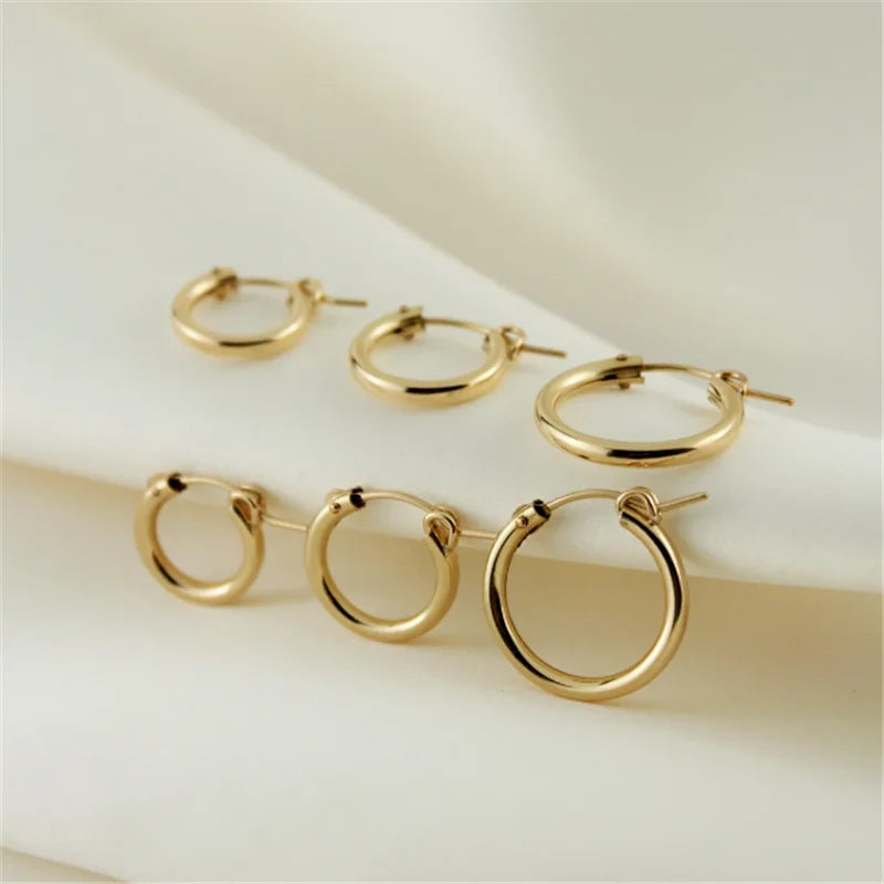 14K Gold Filled Hoop Earrings Classic Minimalist Jewelry for Women