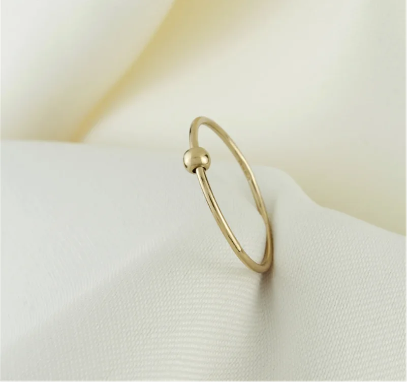 14K Gold Filled Fidget Bead Ring – Handmade Minimalist Jewelry