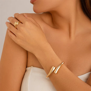 Wide Metal Bangle Ring for Women – Gold & Silver