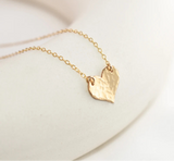Gold Filled Hammered Heart Pendant Necklace