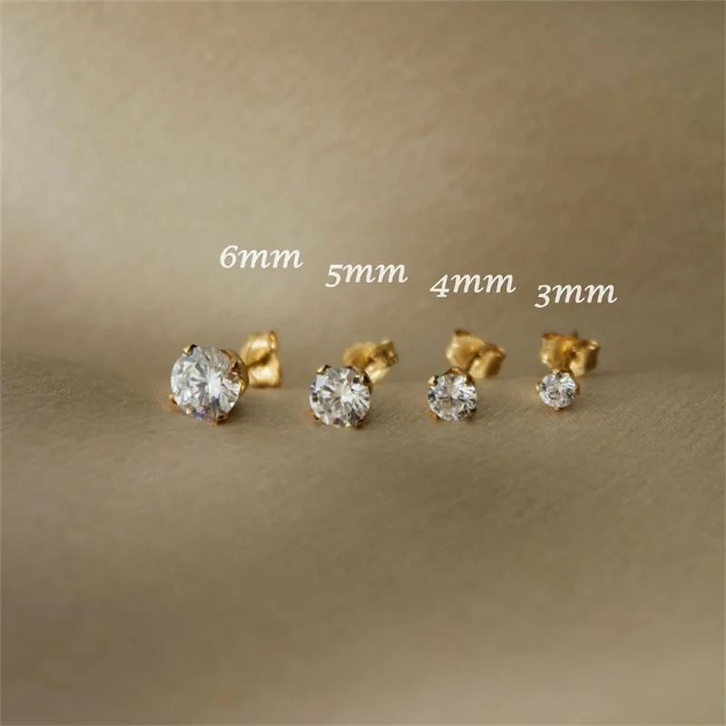 14K Gold Filled CZ Stud Earrings with Tarnish Resistant & Waterproof