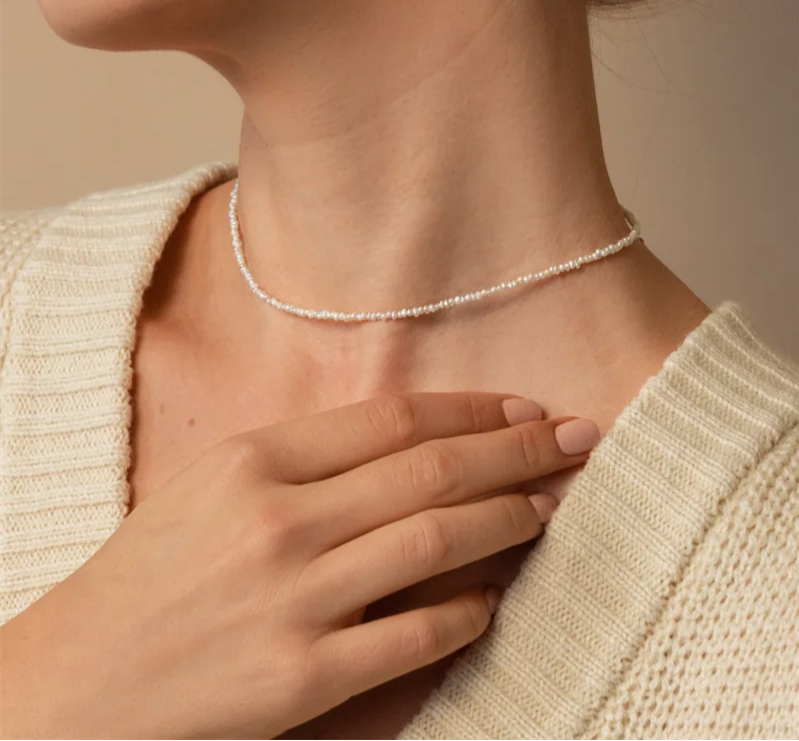 14K Gold Filled Tiny Pearl Pendant Necklace Jewelry for Women