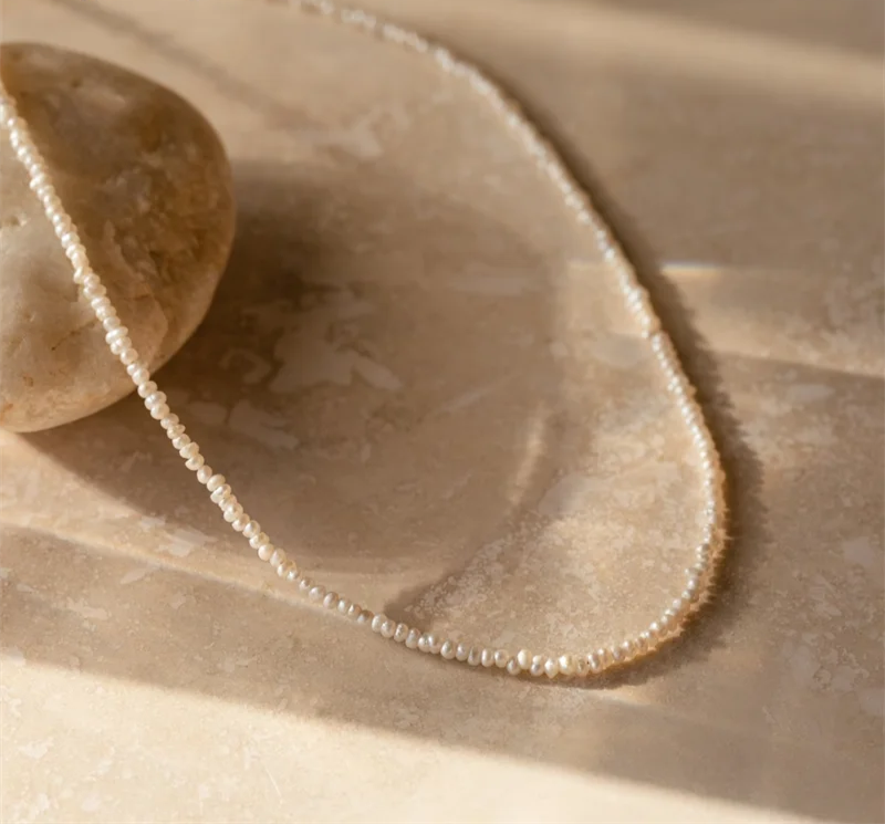 14K Gold Filled Tiny Pearl Pendant Necklace Jewelry for Women