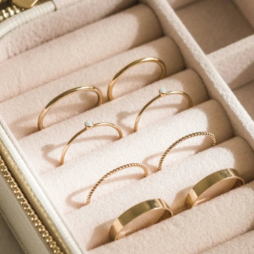 14K Gold Filled Tiny Opal Ring – Minimalist Boho Jewelry