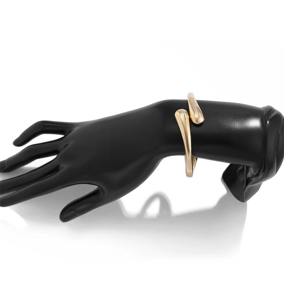 Wide Metal Bangle Ring for Women – Gold & Silver