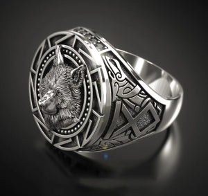 925 Sterling Silver Retro Wolf Totem Ring – Warrior Thai Silver Ring