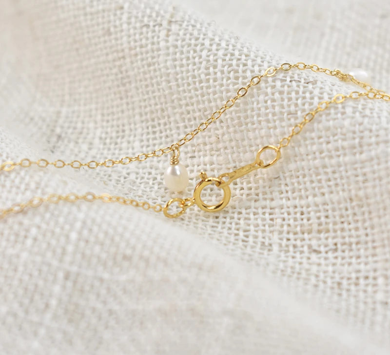 14K Gold Filled Natural Pearl Choker Necklace for Women