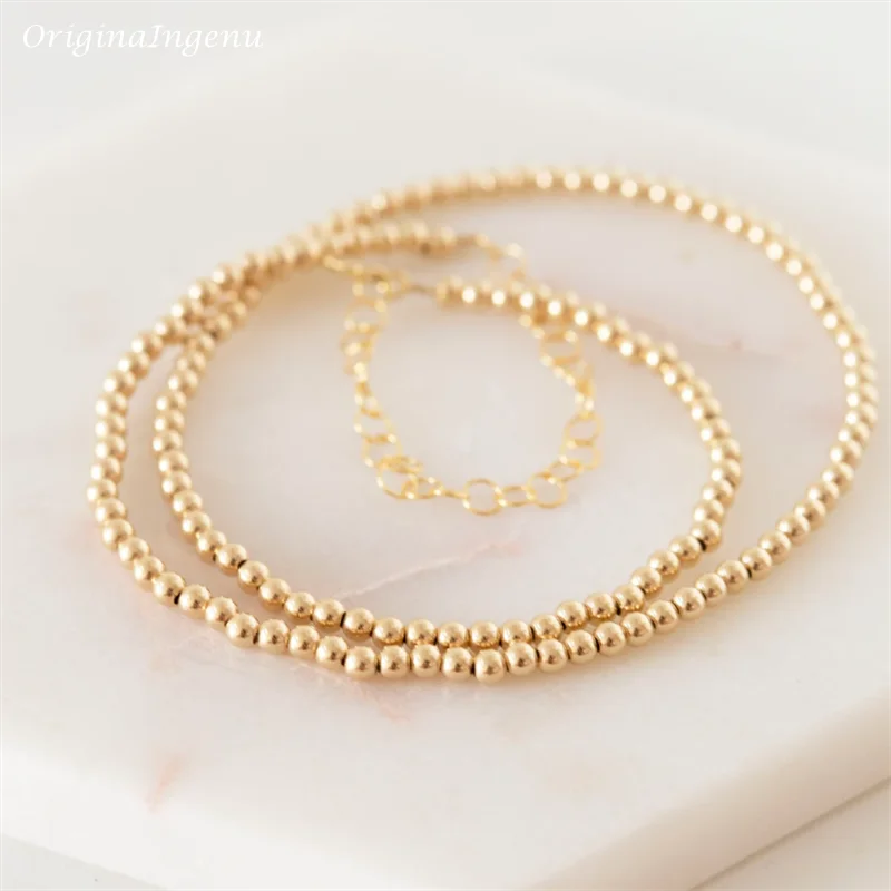 14K Gold Filled Round Bead Choker Necklace