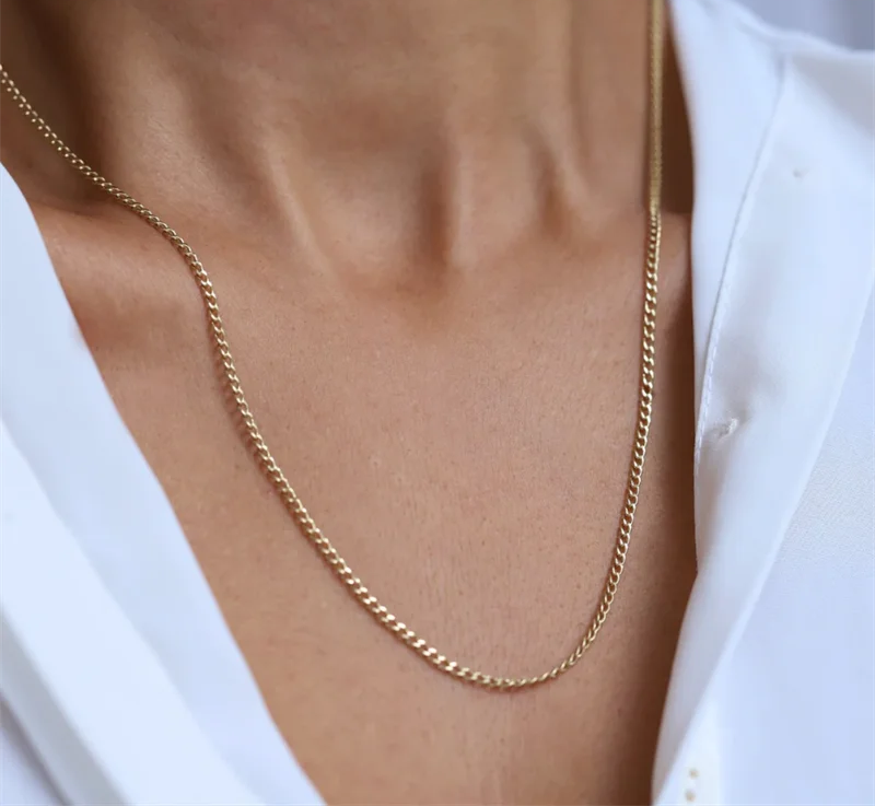 14K Gold Filled Curb Chain Necklace Tarnish Resistant & Minimalist