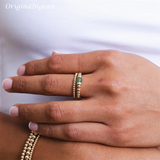 925 Silver/Gold Filled Aventurine Beaded Ring – Minimalist Boho Jewelry