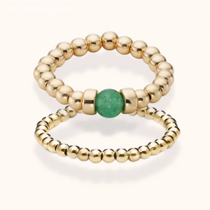 925 Silver/Gold Filled Aventurine Beaded Ring – Minimalist Boho Jewelry