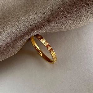 2mm Golden Stainless Steel Heart Ring – Minimalist Wedding Band