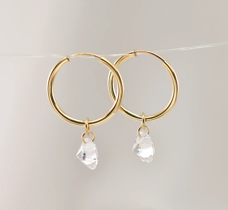 14K Gold Filled with 15MM Zircon Hoop Earrings