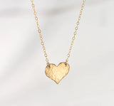 Gold Filled Hammered Heart Pendant Necklace