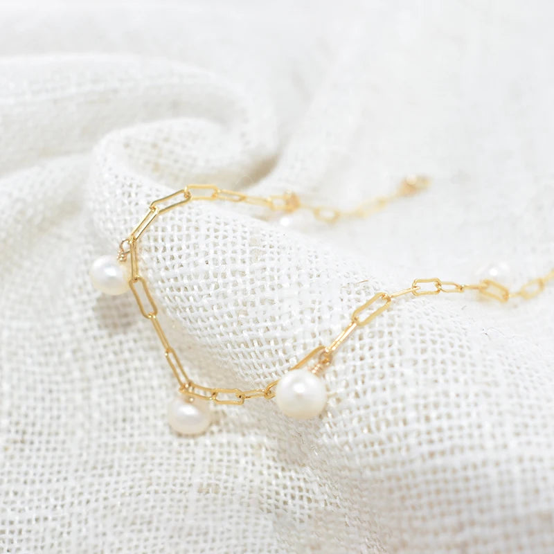 Vintage Baroque Pearl Bracelet – 14K Gold-Filled Handmade Boho Jewelry