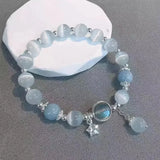 Elegant Cat Eye Stone & Moonstone Star Bracelet