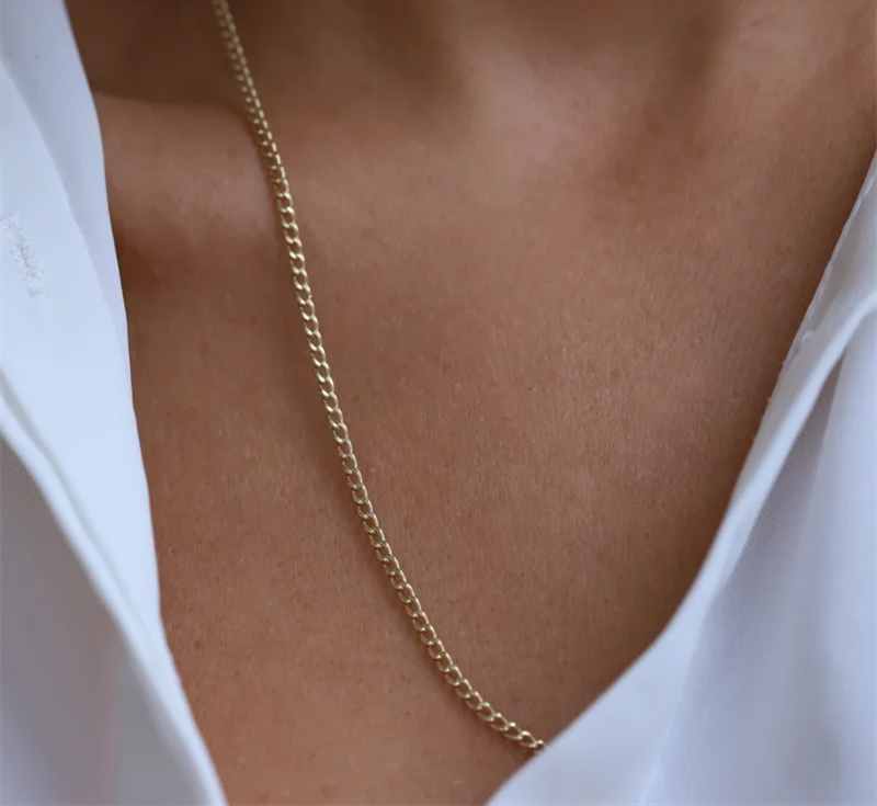14K Gold Filled Curb Chain Necklace Tarnish Resistant & Minimalist