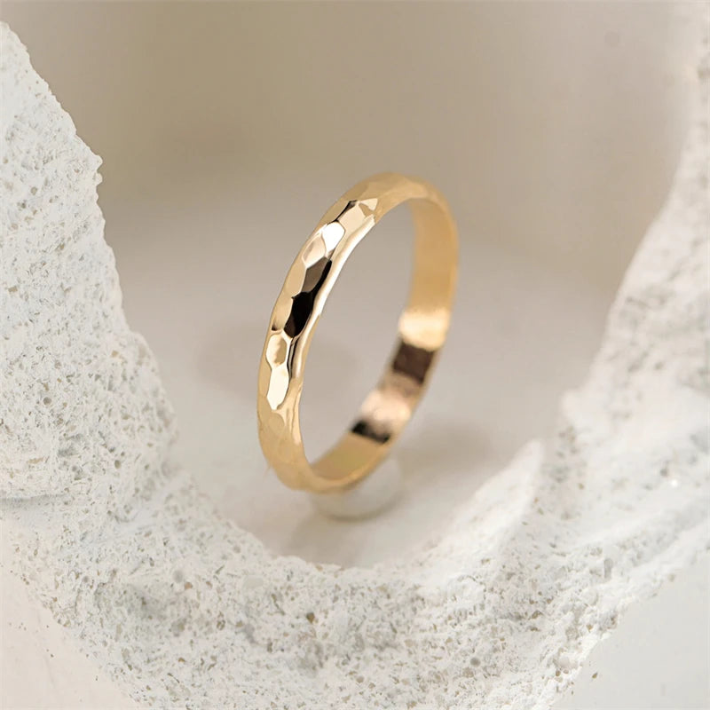 14K Gold Filled Hand-Hammered Ring – Dainty Boho Knuckle Jewelry