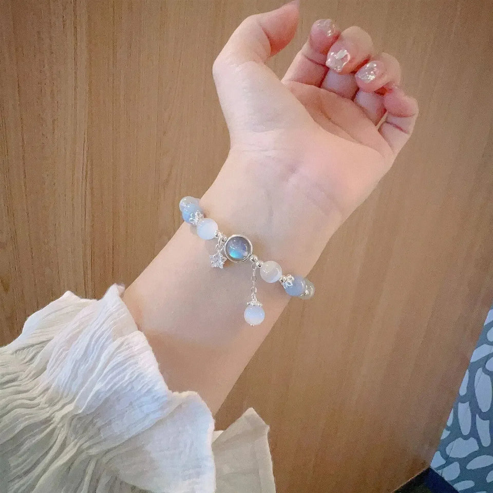 Elegant Cat Eye Stone & Moonstone Star Bracelet