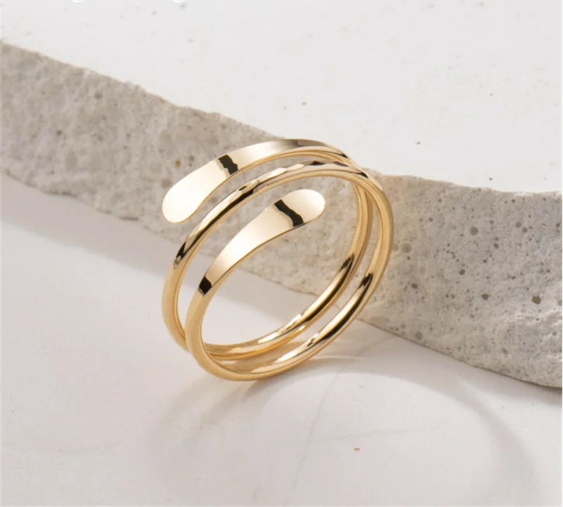 14K Gold Filled Hammered Cuff Ring – Handmade Minimalist Boho Jewelry