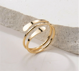 14K Gold Filled Hammered Cuff Ring – Handmade Minimalist Boho Jewelry