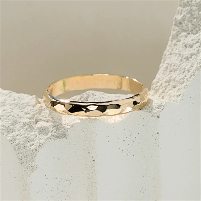 14K Gold Filled Hand-Hammered Ring – Dainty Boho Knuckle Jewelry