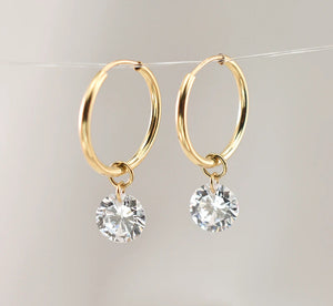 14K Gold Filled with 15MM Zircon Hoop Earrings