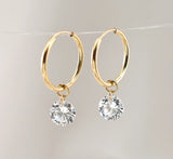 14K Gold Filled with 15MM Zircon Hoop Earrings