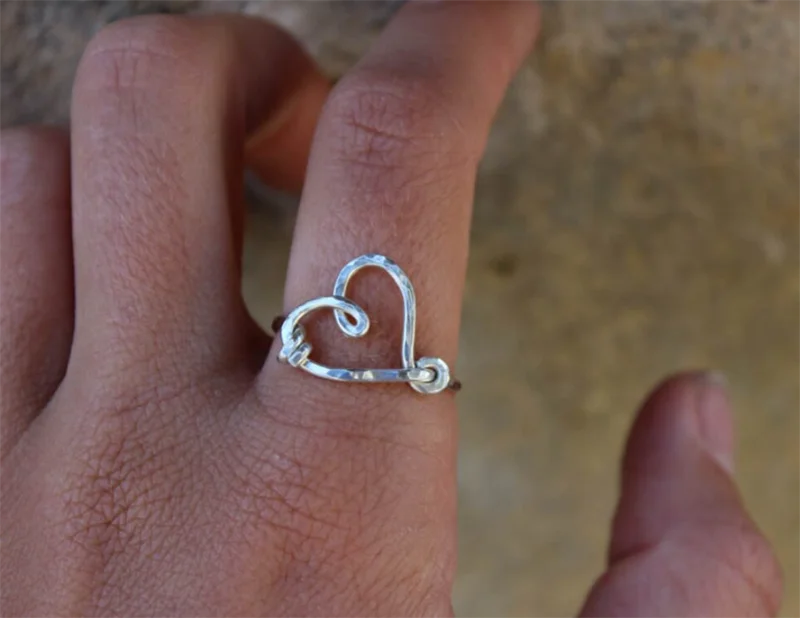 925 Silver Handmade Heart Ring – Elegant Knuckle Jewelry for Women