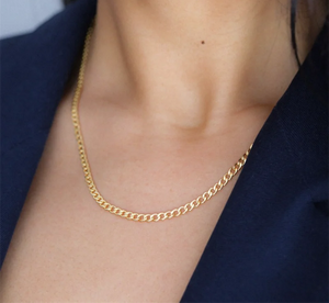 14K Gold Filled Curb Chain Choker Necklace for Women