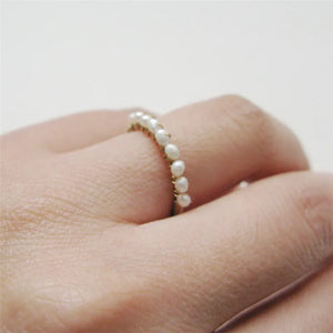 14K Gold Filled Tiny Pearl Ring – Handmade Minimalist Boho Jewelry