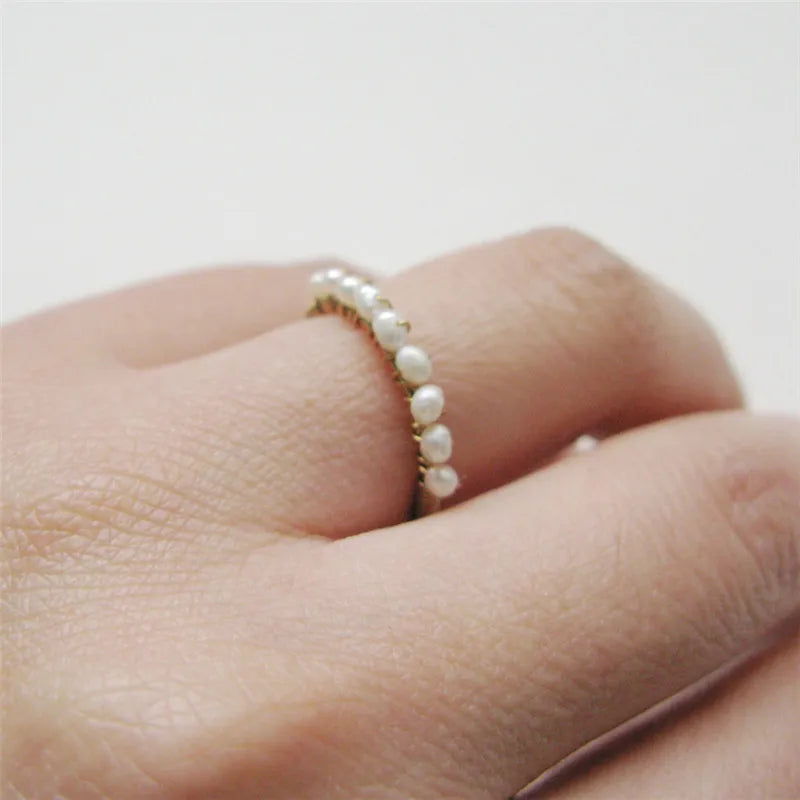 14K Gold Filled Tiny Pearl Ring – Handmade Minimalist Boho Jewelry