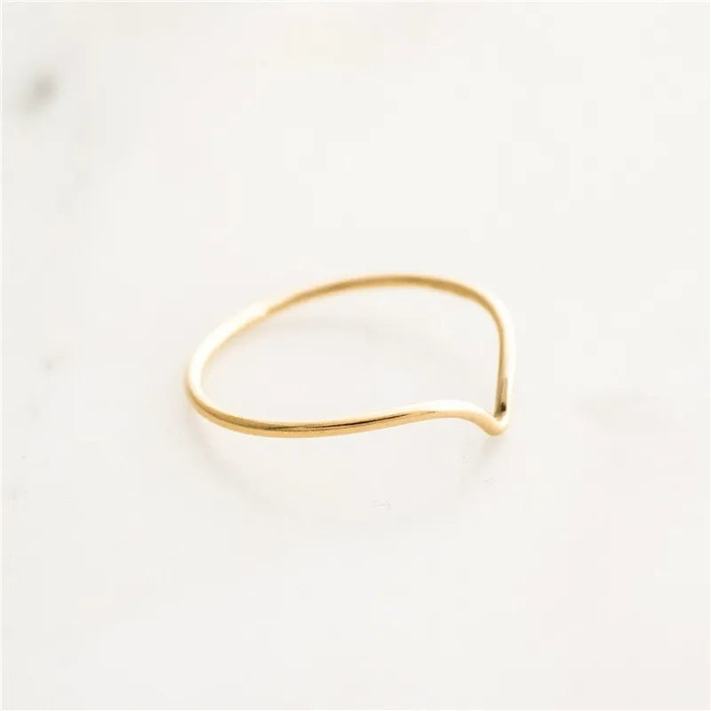 Real 14K Gold Filled Chevron Ring – Minimalist Boho Knuckle Jewelry