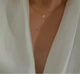 14K Gold Filled Tiny Cross Pendant Necklace