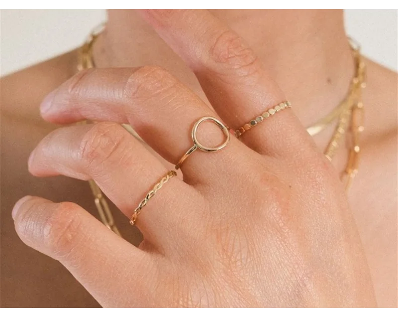 14K Gold Filled Karma Circle Ring – Boho Knuckle Jewelry