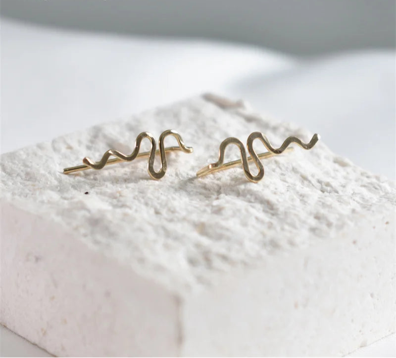 925 Silver & 14K Gold Filled Minimalist Ear Climber Earrings