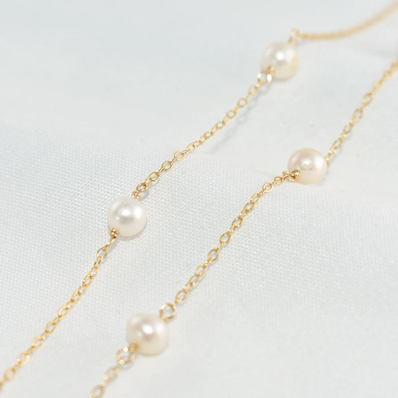 14K Gold Filled Natural Pearl Choker Necklace