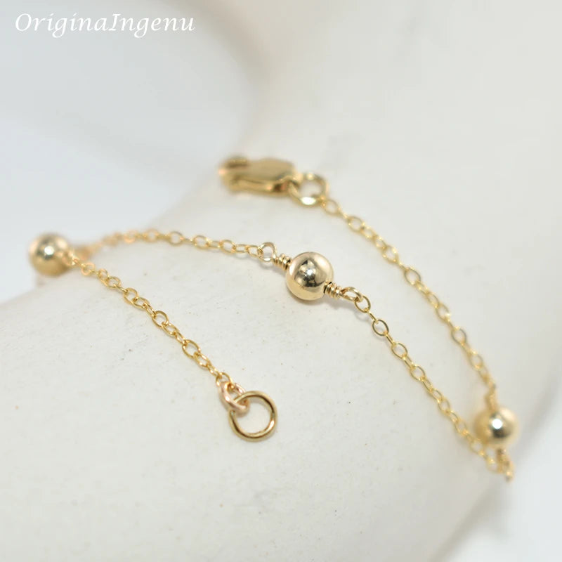 14K Gold Filled Beaded Charm Bracelet – Handmade Boho Jewelry