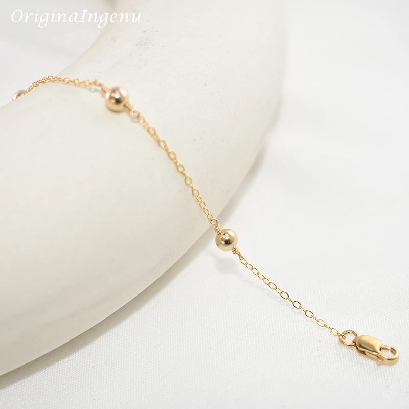 14K Gold Filled Beaded Charm Bracelet – Handmade Boho Jewelry